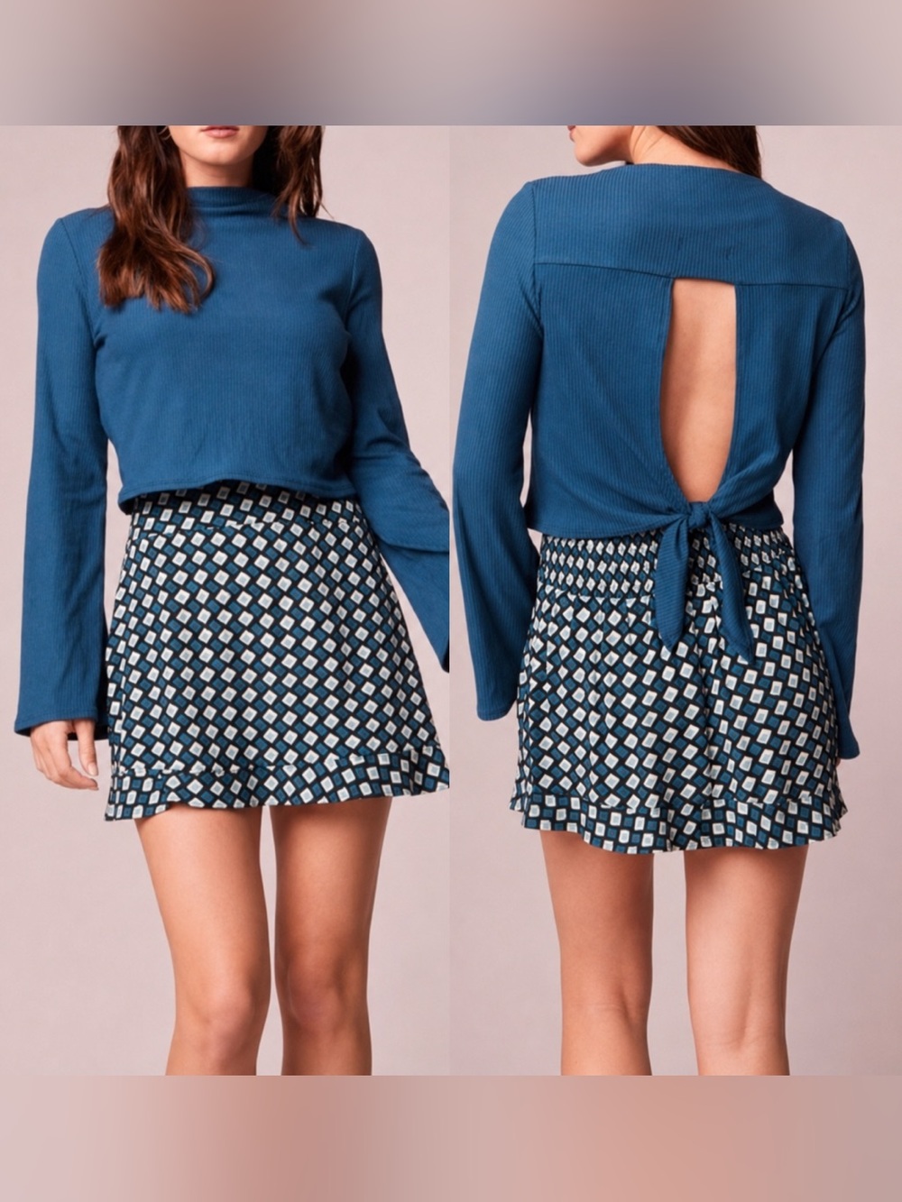 Band of Gypsies | NWT Blue Mandarin Collar Crop Top M